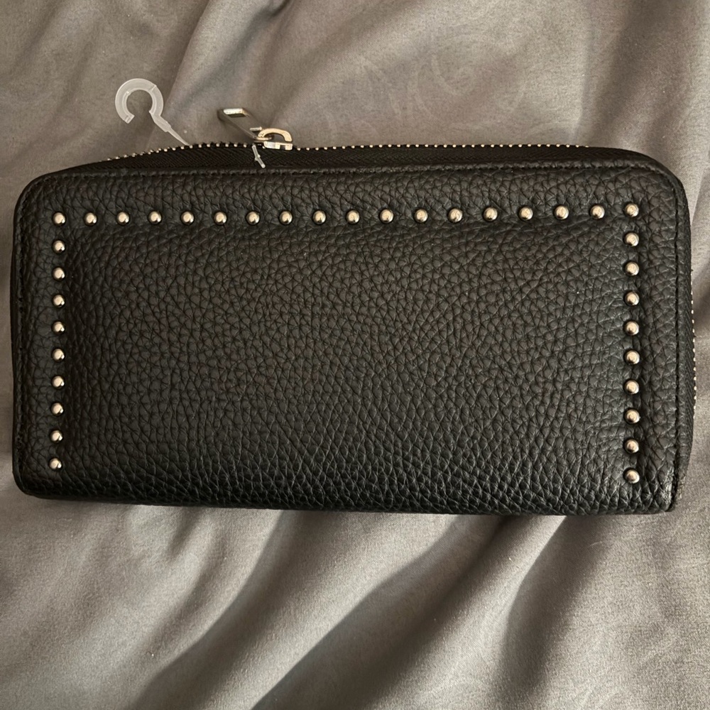 Elegant Black Wallet with Stud Accents